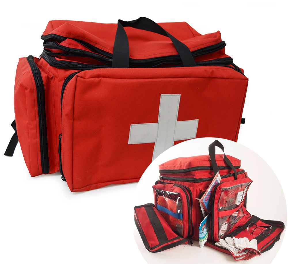 Bolso mochila rojo con cruz blanca reflectante 50L